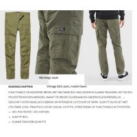 bdu pant broek "tight fit" smal model, model "Owen", kleur groen. vintage, security/legerbroek