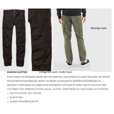 bdu pant broek "tight fit" smal model, model "Owen", kleur zwart. vintage, security/legerbroek