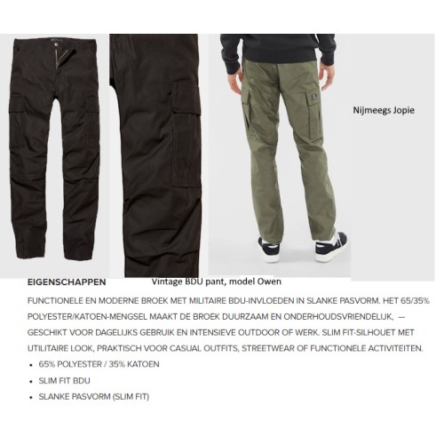 bdu pant broek "tight fit" smal model, model "Owen", kleur zwart. vintage, security/legerbroek bdu pant broek "tight fit" smal model, model "Owen", kleur zwart. vintage, security/legerbroek