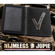 pashouder Leren legitimatie-etui, met metaal "V", beveiliging, ID kaart houder