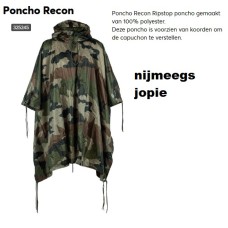 regenponcho ripstop (dun nylon met weefsel), Recon, US woodland
