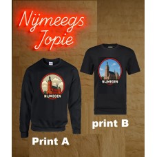 Sweater zwart met Nijmegen print, diverse mogelijkheden