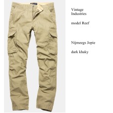 Vintage Industries Reef, 100% katoen, dark khaky