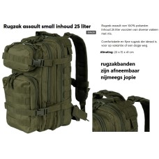 rugzak dag-rugzak small ca 25 liter, US assault, met afneembare rugzakbanden rugzak dag-rugzak small ca 25 liter, US assault, met afneembare rugzakbanden