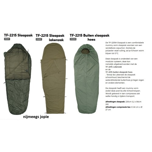 slaapzak TF-2215, compleet met binnen en buitenhoes, of los verkrijgbaar slaapzak TF-2215, compleet met binnen en buitenhoes, of los verkrijgbaar