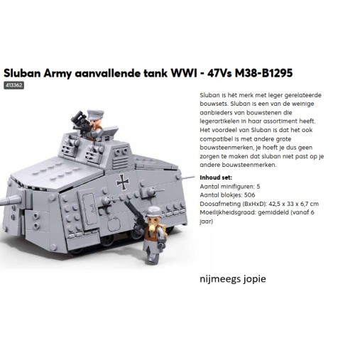 sluban 1295 WW1 aanvallende tank