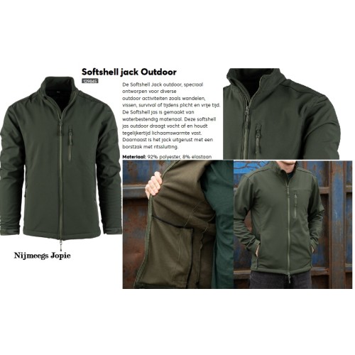 Softshell jack, model Outdoor, wat dikkere versie met zachte fleece binnenzijde