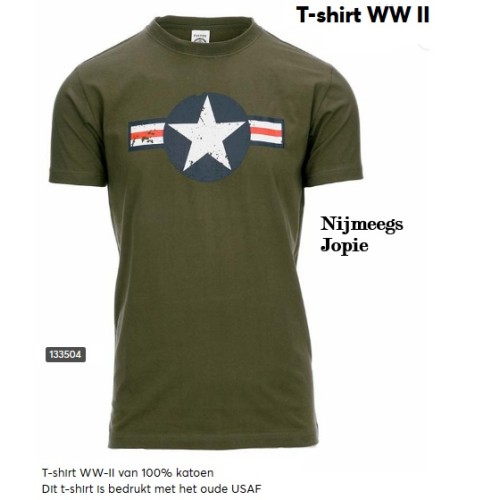t-shirt met opdruk ww2, groen t-shirt met opdruk ww2, groen