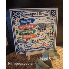 4-daagse Tegel C, "Dinsdag, woensdag, donderdag, vrijdag" 11x11 cm of 15x15 cm, inclusief houten "Ezeltje"