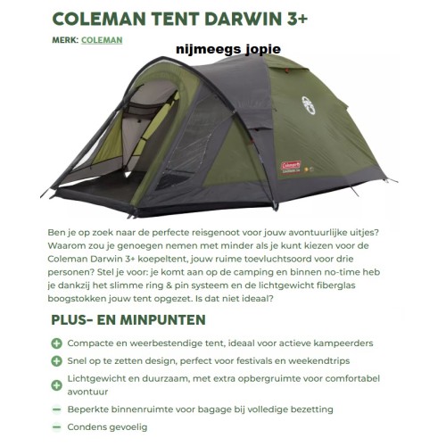 tent, 3 persoon darwin+ tent, Coleman
