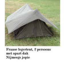 tent, 2 persoon tent frans leger, met apart los dak, groen