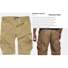 korte broek vintage model Terrance, kleur bruin, dark khaky korte broek vintage model Terrance, kleur bruin, dark khaky