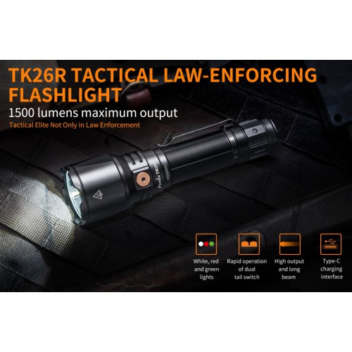 fenix tk26R, met wit, rode en groene led