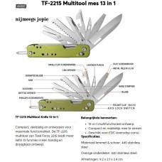 multi-tool mes 13 in 1, TF-2215, groen