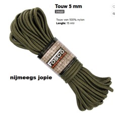 Touw 5 mm dik, met binnenkern, 15 meter