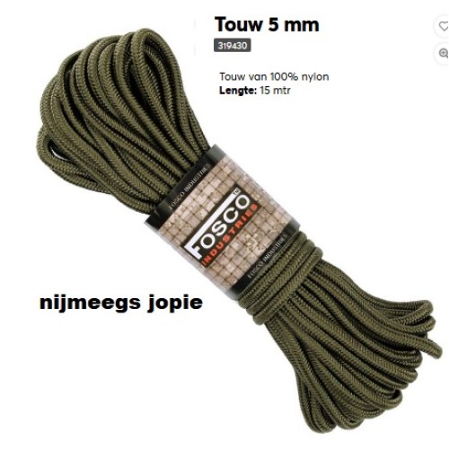 Touw 5 mm dik, met binnenkern, 15 meter