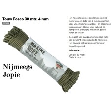 Touw 4 mm dik, met binnenkern, 30 meter, zwart of groen, of kleuren (zie foto2)