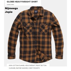 vintage industries flanel blouse, Globe, geel/oranje geblokt, dit model is iets dikker en steviger dan modelHarley