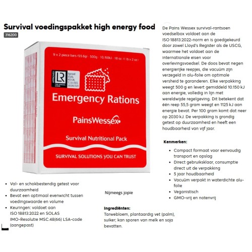 voedselrantsoen high energy food, 500 gram - 5 x 100 gram