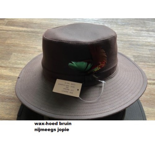 wax hoed, brede rand, donker bruin