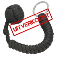 metalen bal, in touw gerold met ring. zwart of groen, monkey fist, uitverkocht